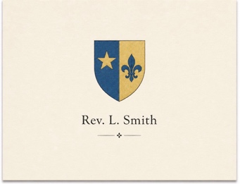 Clerical calling card with shield crest