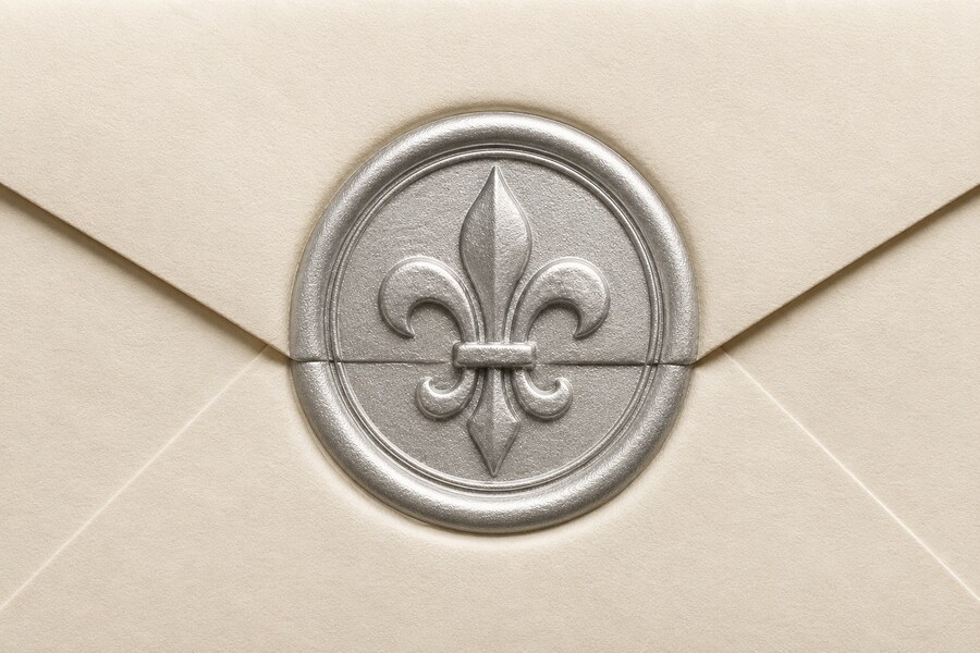 Security wax seal placement on envelope flap